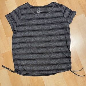 Made for Life Charcoal Striped Short Sleeve Top